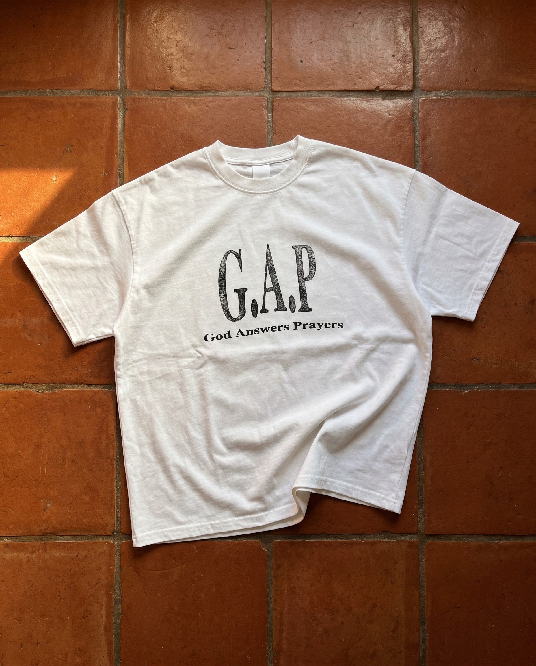 G.A.P Vintage Washed Tee in White - Creative Flat