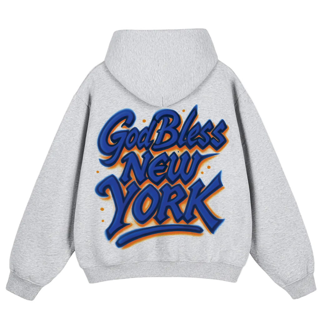 God Bless New York Hoodie in Grey
