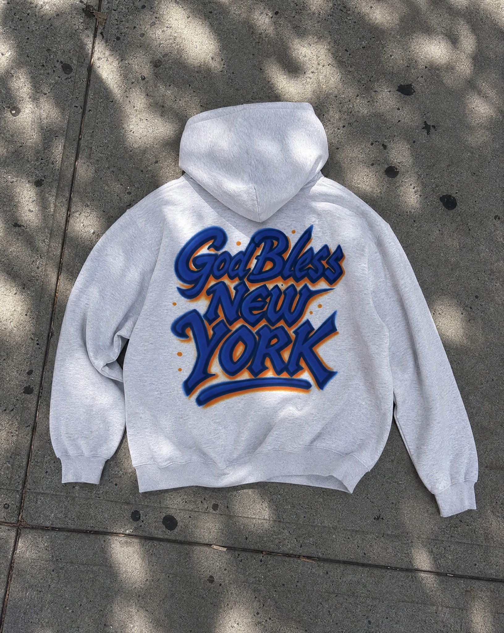 God Bless New York Hoodie in Grey - Creative Flat