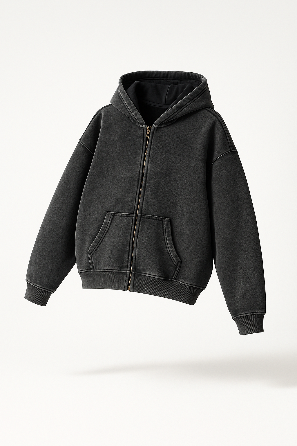 CORE: Enzyme Treated Zip Hoodie in Black