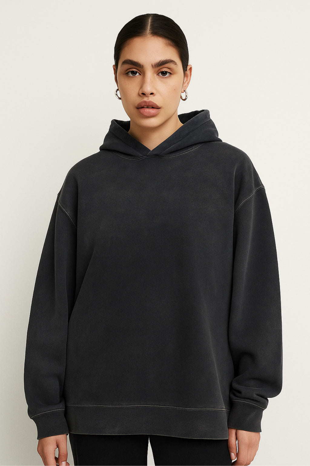 CORE: Enzyme Treated Box Hoodie in Black