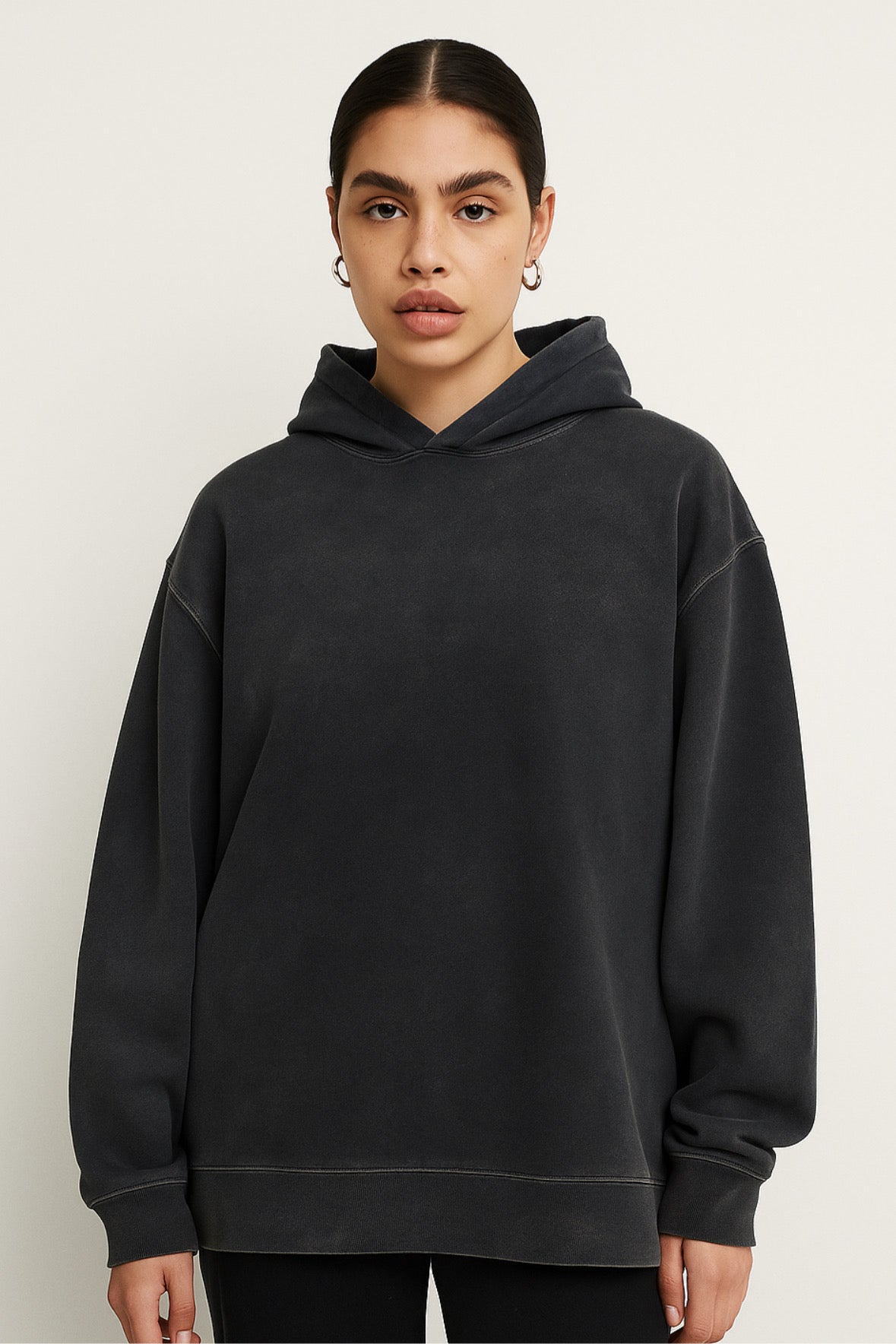CORE: Enzyme Treated Box Hoodie in Black