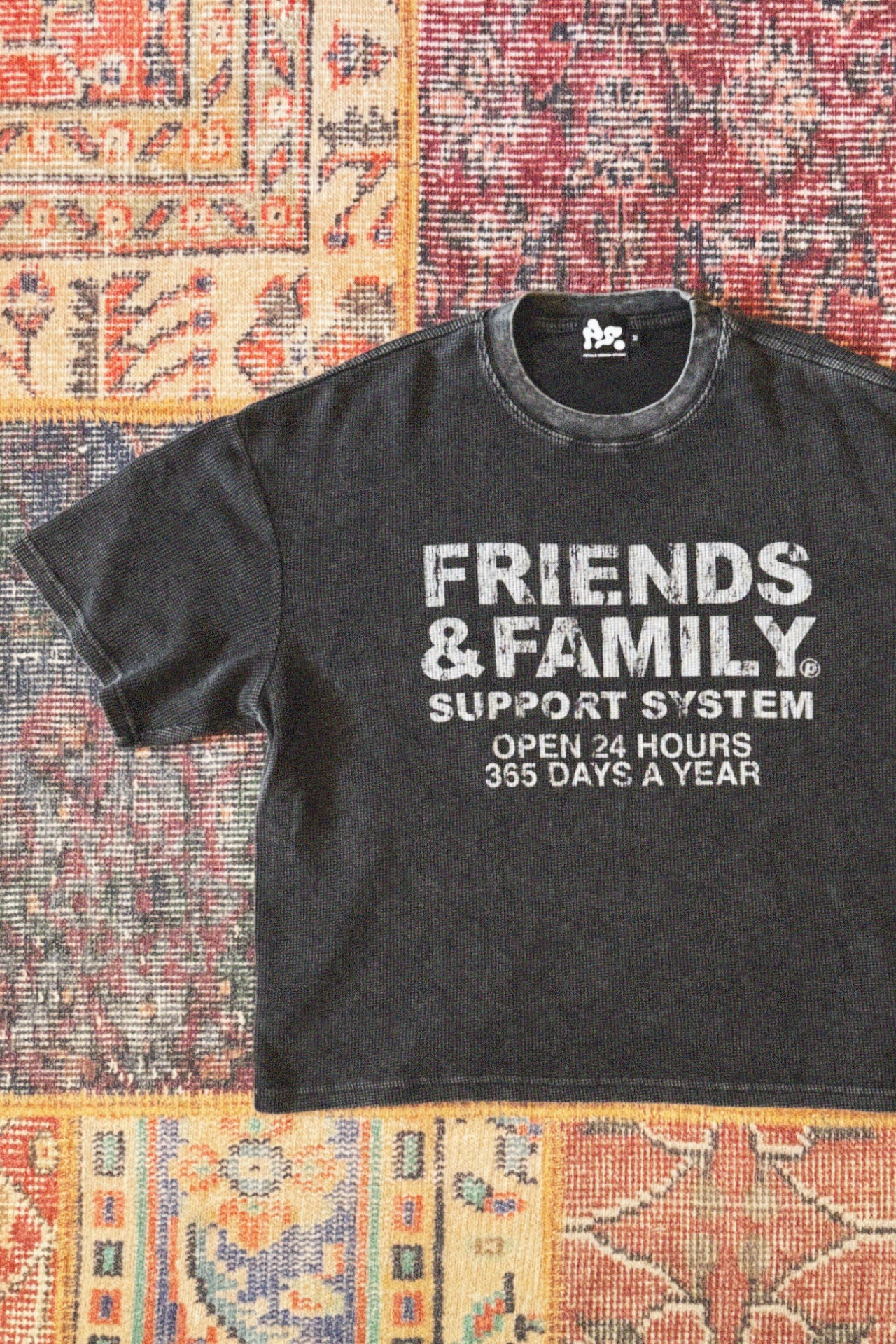 F&F Waffle Tee in Vintage Black