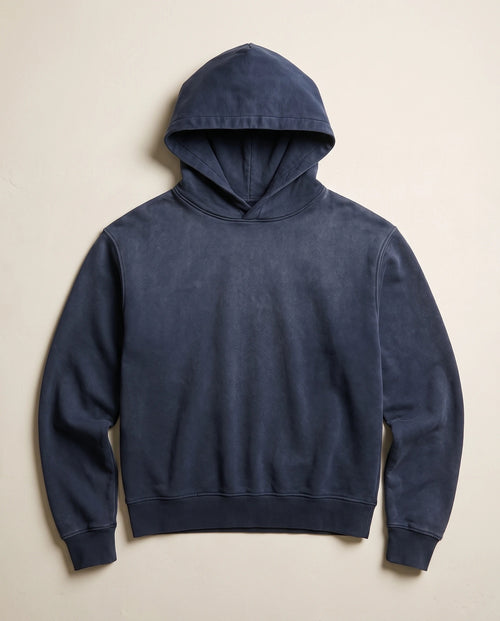 CORE: Vintage Washed Box Hoodie in Navy