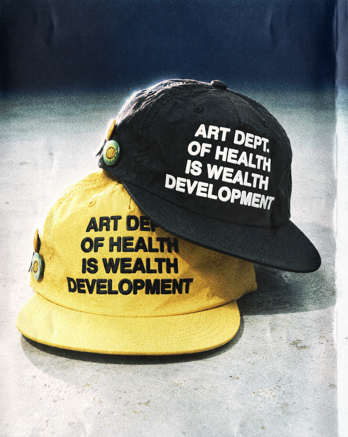 Health is Wealth Nylon Hat in Canary Yellow