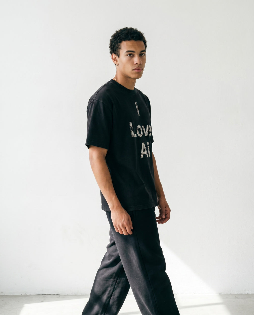 I Love Ai Vintage Washed Tee - Editorial Image