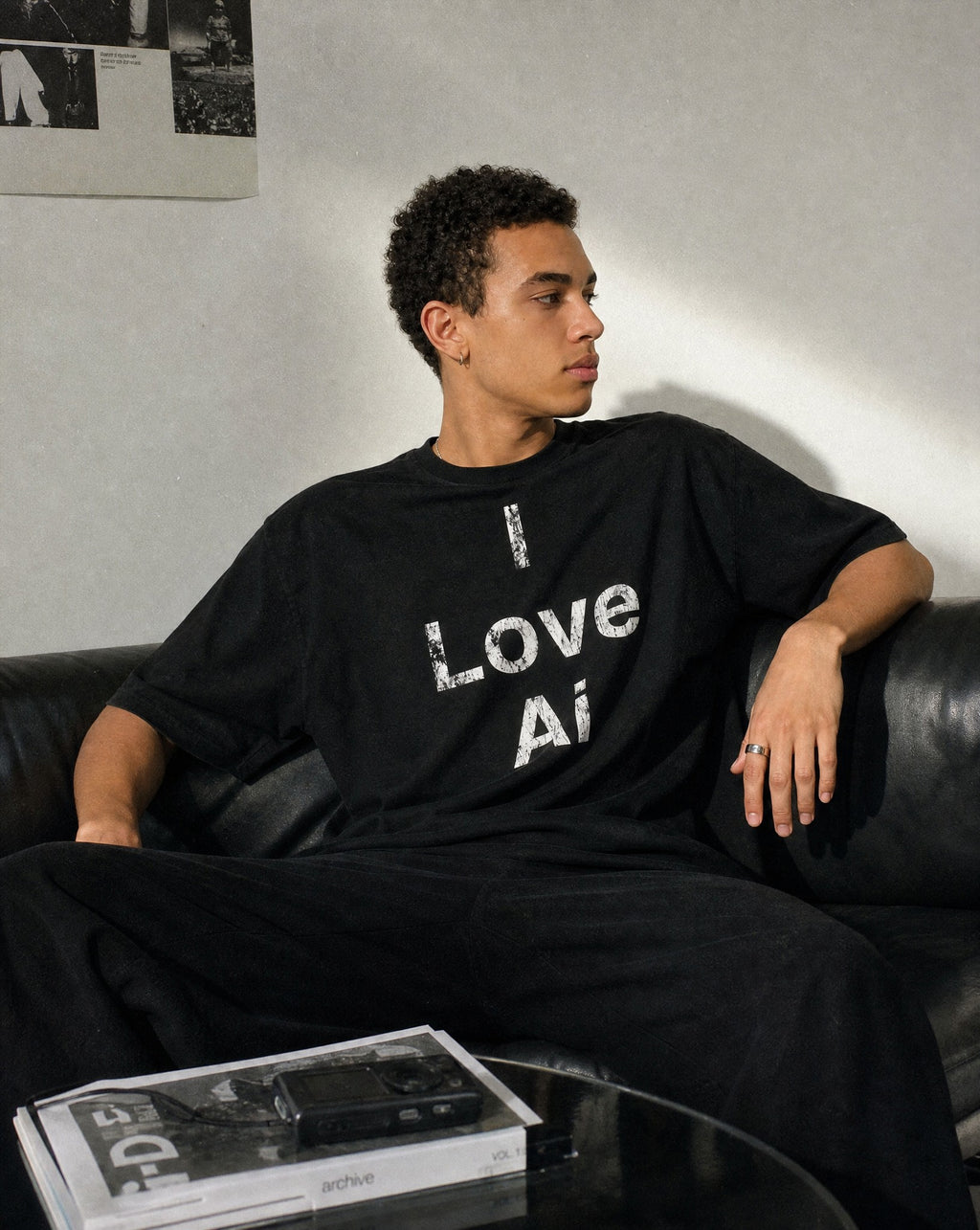 I Love Ai Vintage Washed Tee - Lifestyle Image