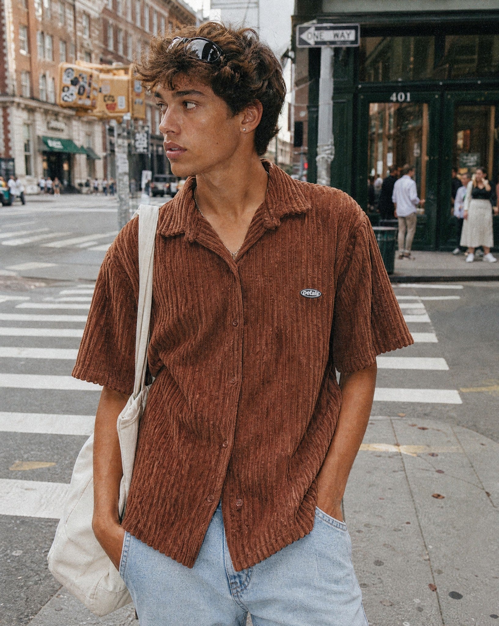 Jumbo Cords Button-Up in Bark - Lifestyle Image