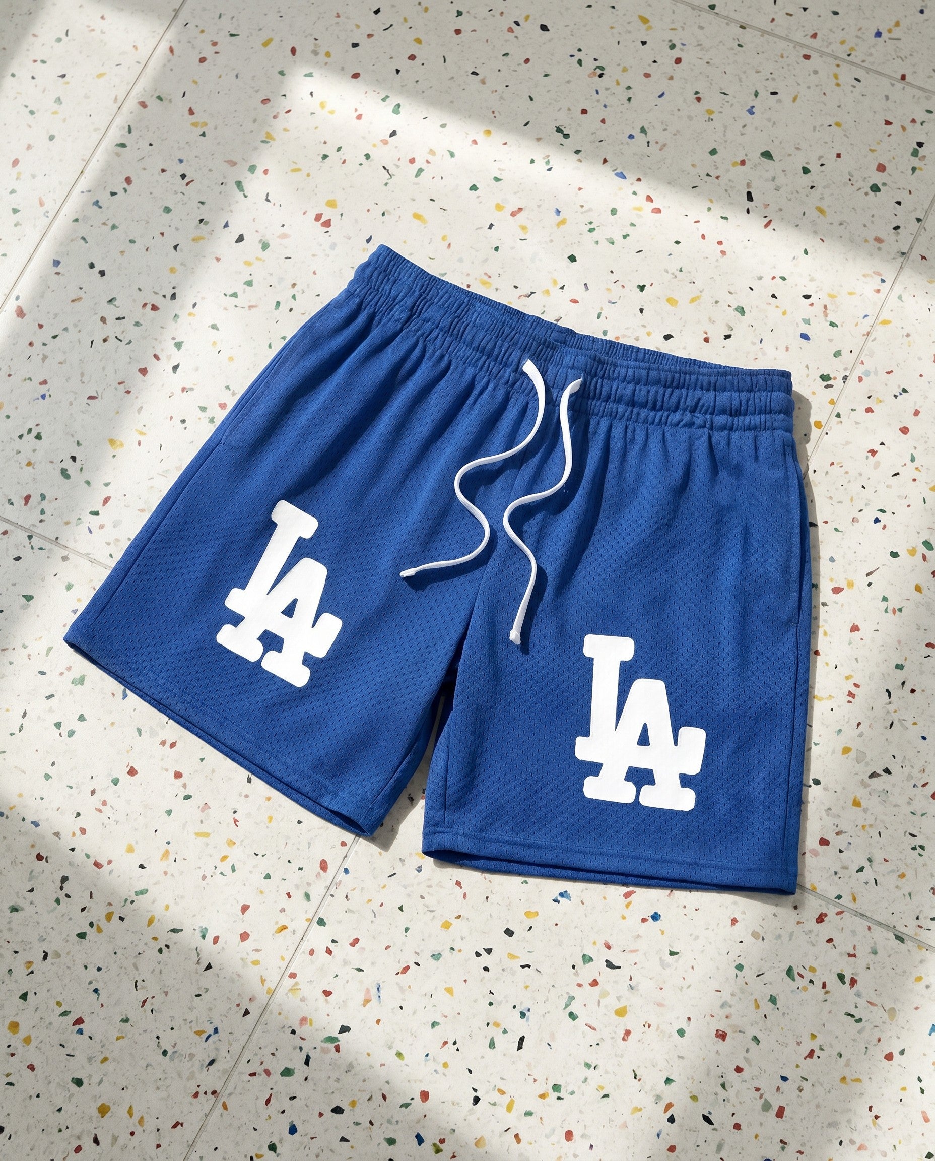 LA Bootleg Mesh Shorts in Blue - Creative Flat
