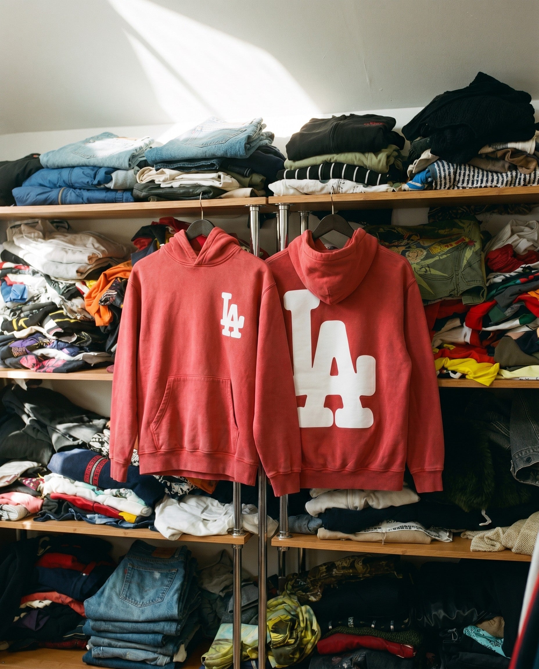 LA Bootleg Vintage Washed Hoodie in Red - Creative Flat