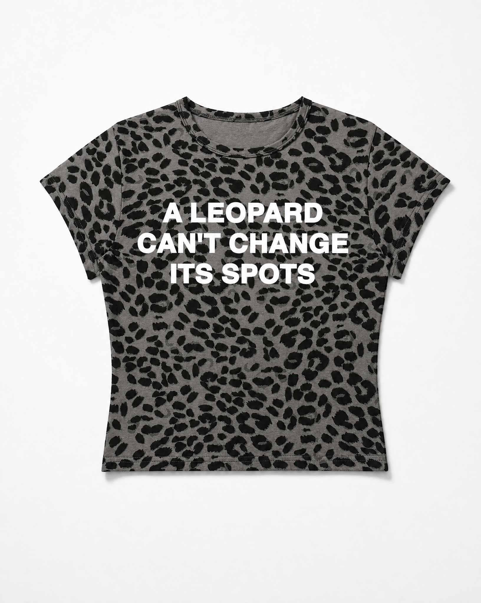 Leopard Spots Women's Crop Tee in Grey