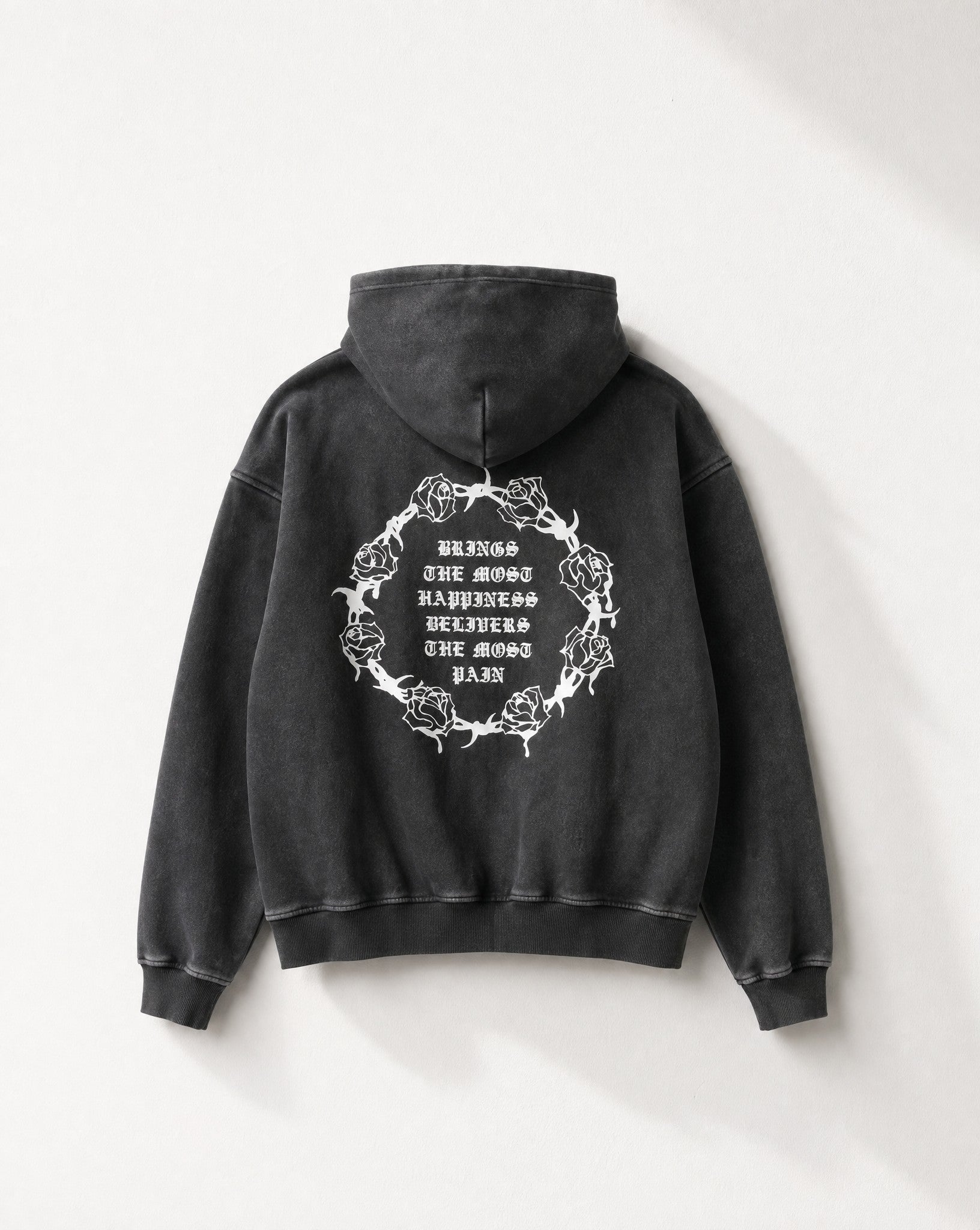 Love Vintage Washed Hoodie in Black - White Wall Product