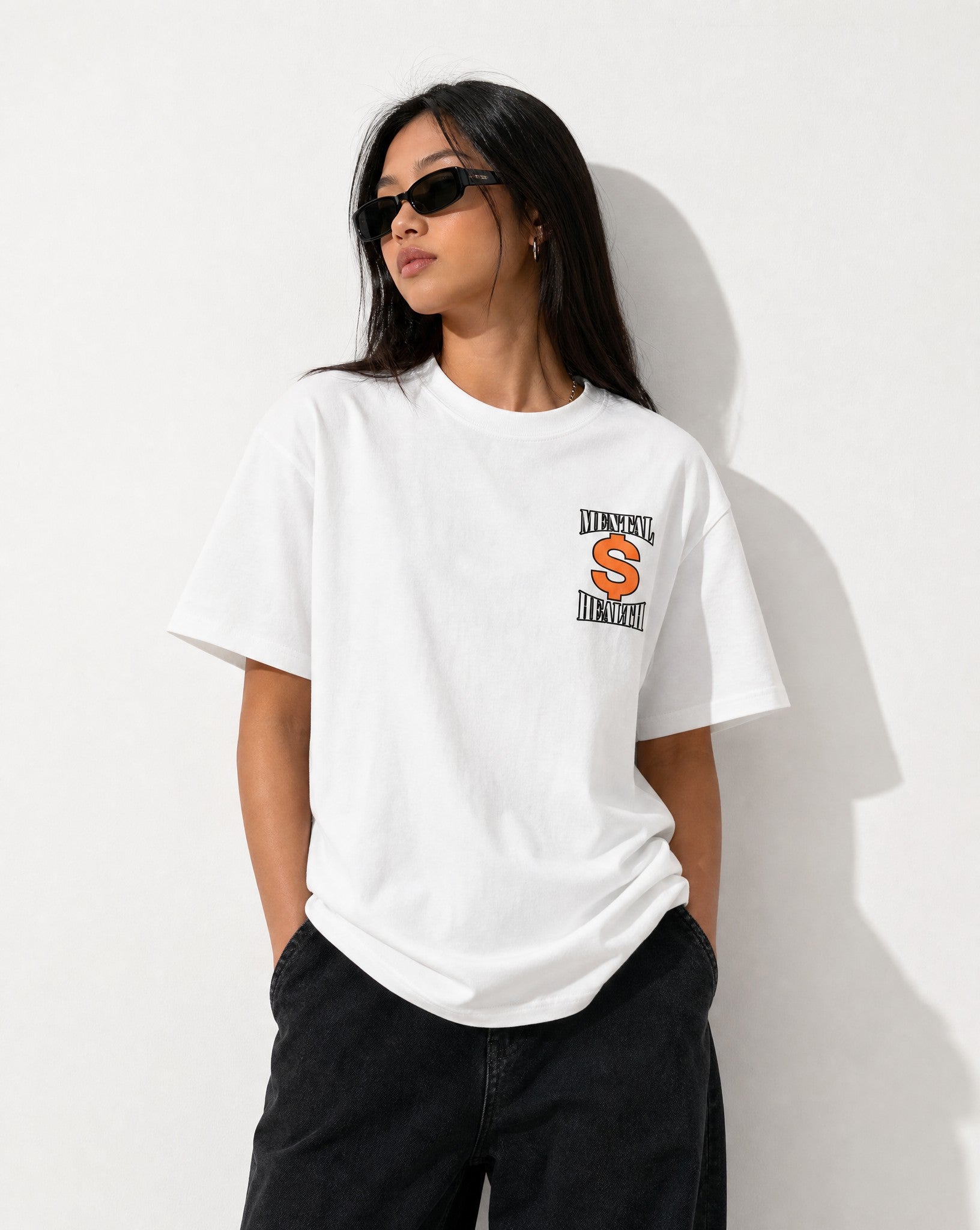 Mental Money Tee in White - Editorial Image