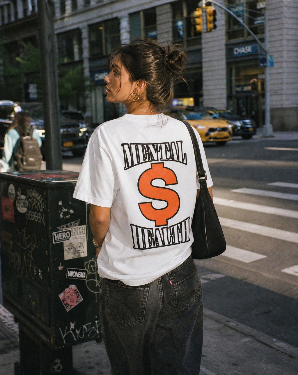 Mental Money Tee in White - Lifestyle Image