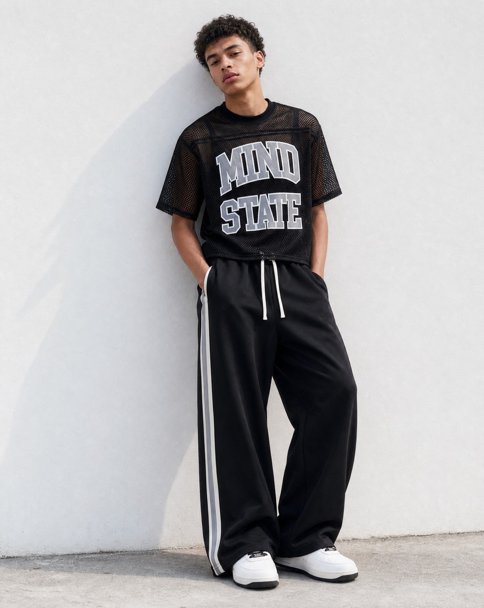 Mind State Mesh Shirt in Black -Editorial Image