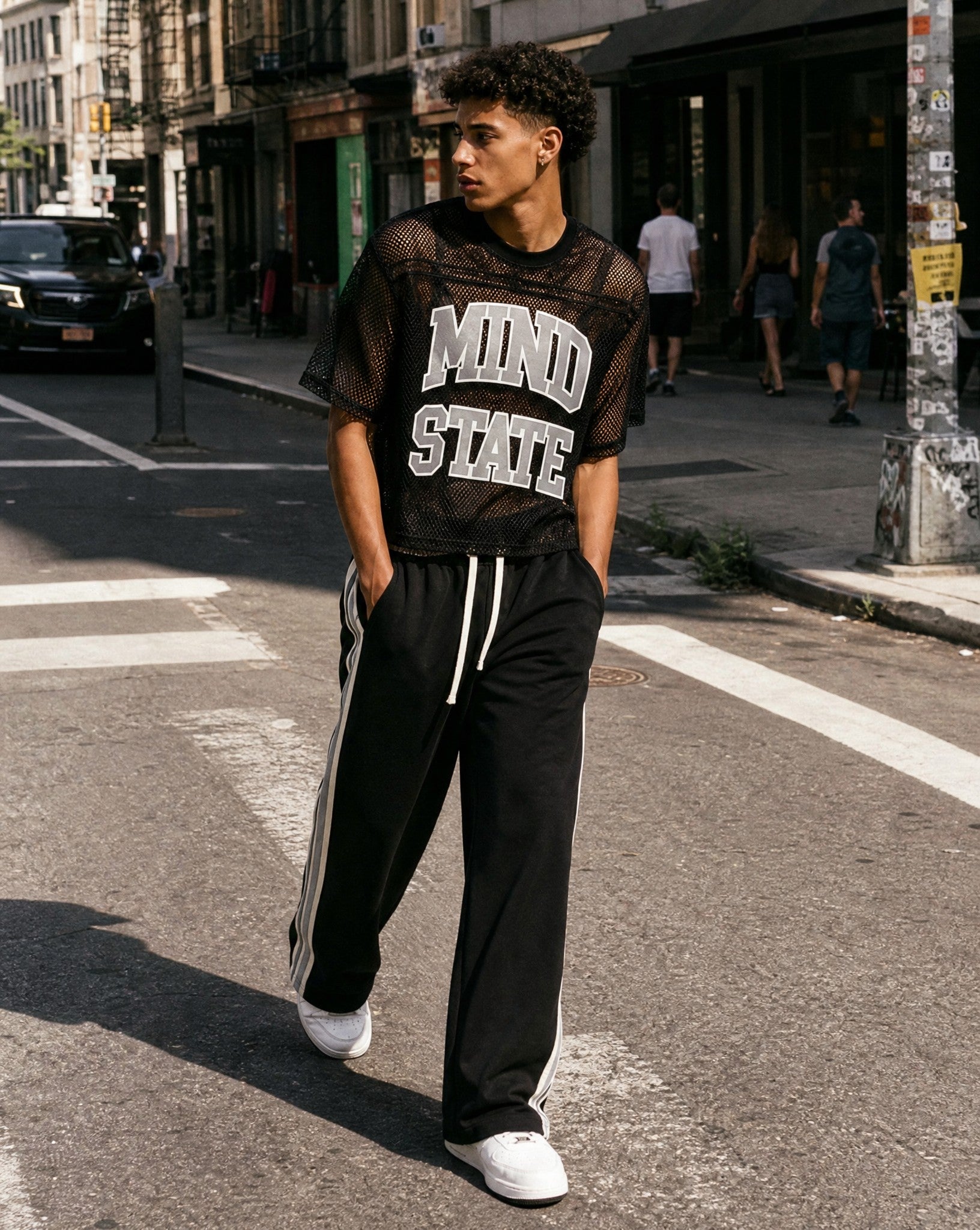 Mind State Mesh Shirt in Black - Lifestyle Image