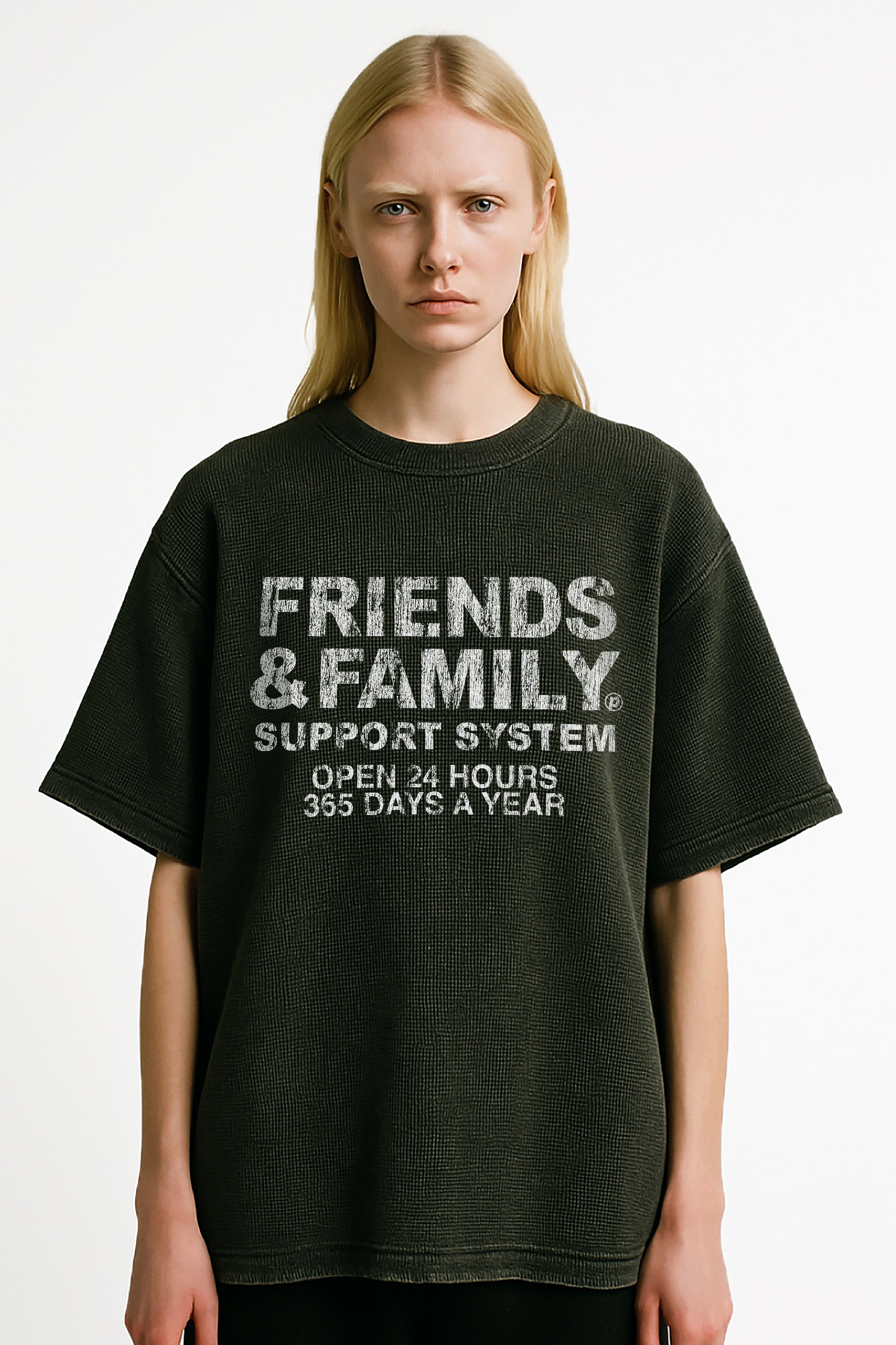 F&F Waffle Tee in Vintage Black