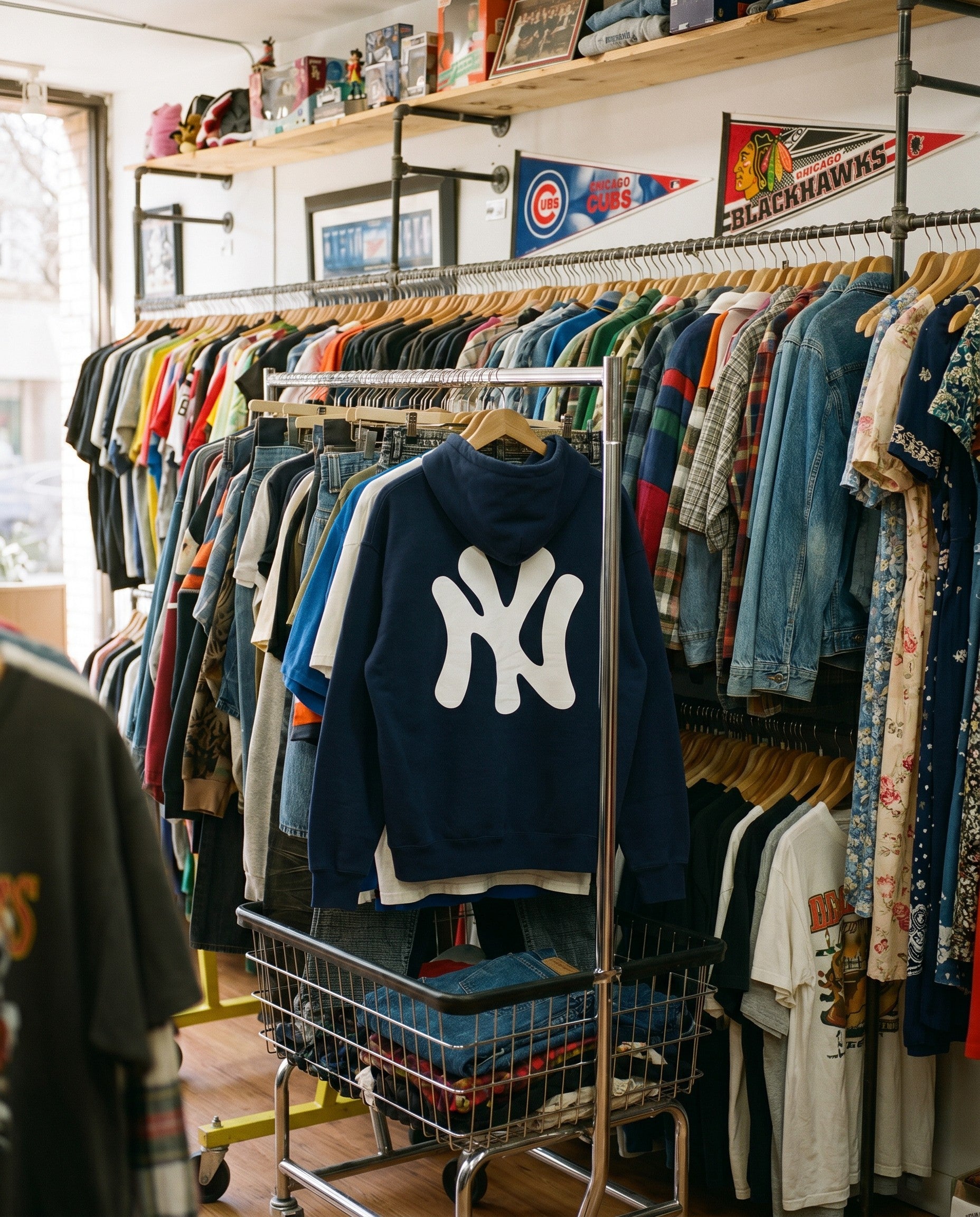 NY Bootleg Hoodie in Navy - Creative Flat