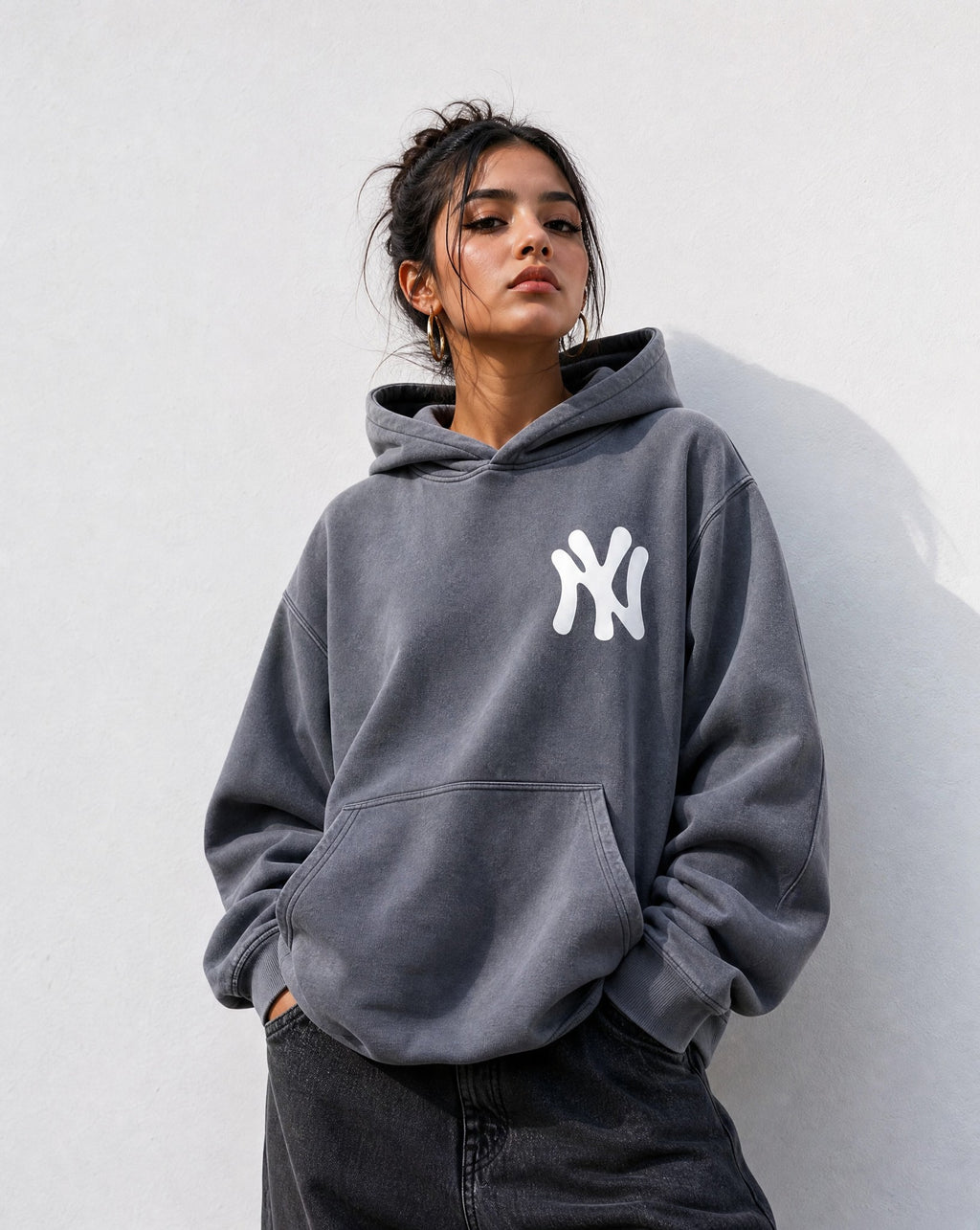 NY Bootleg Vintage Washed Hoodie - Editorial Image