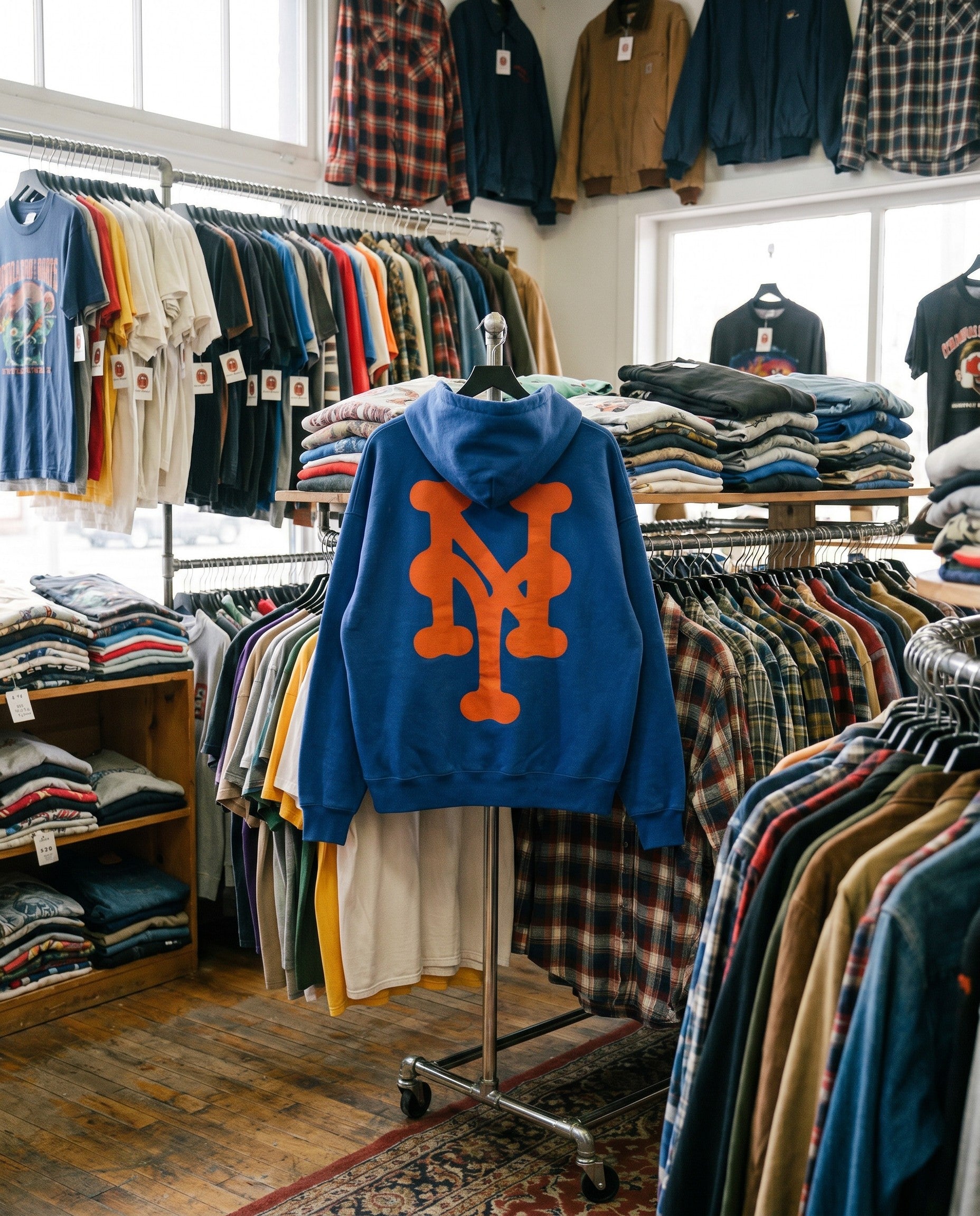 NY Queens Bootleg Hoodie in Blue - Creative Flat