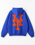 NY Queens Bootleg Hoodie in Blue - White Wall Product