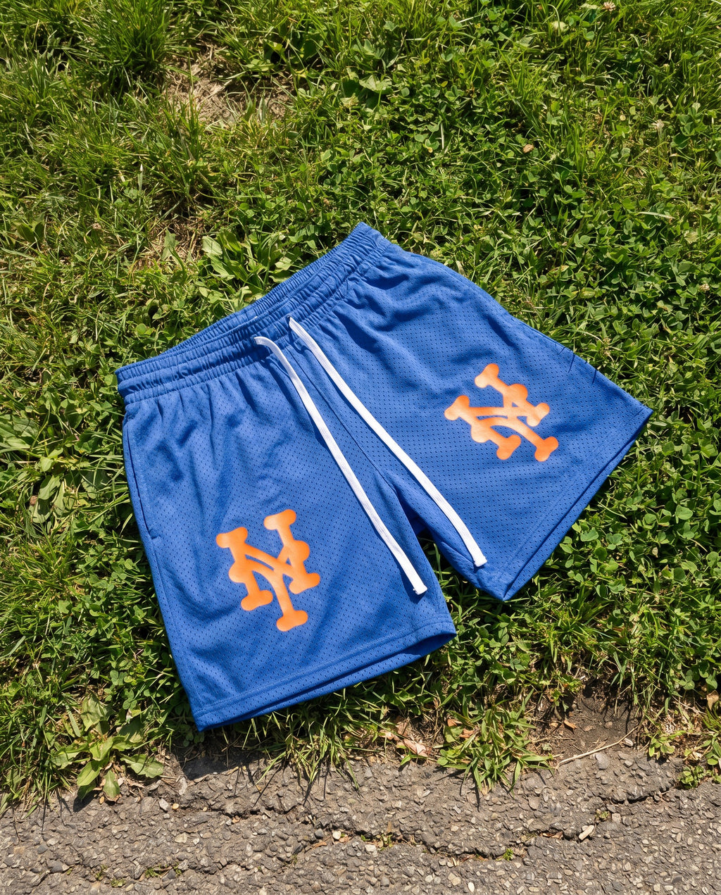 NY Queens Bootleg Mesh Shorts in Blue - Creative Flat