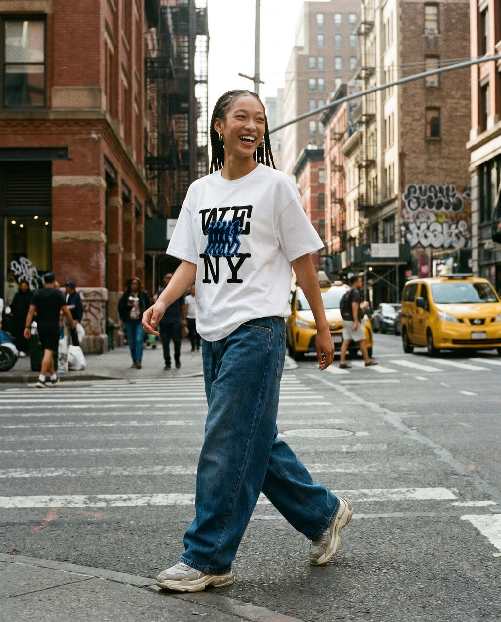 NY Run Club Tee in White - Lifestyle Image