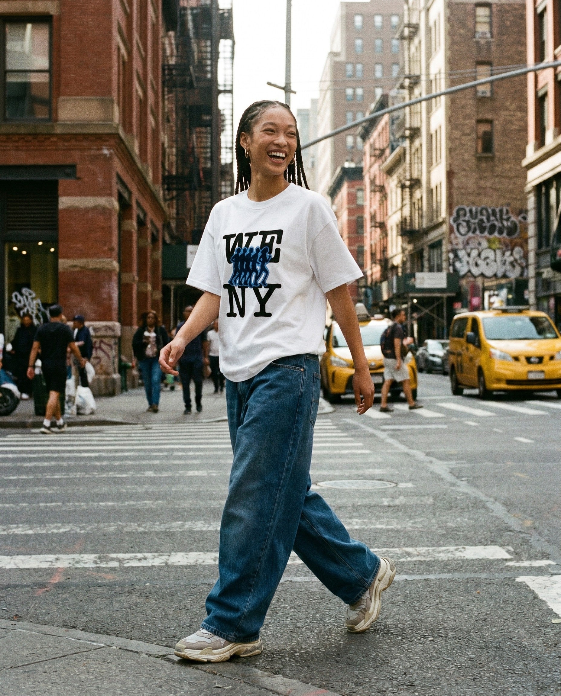 NY Run Club Tee in White - Lifestyle Image