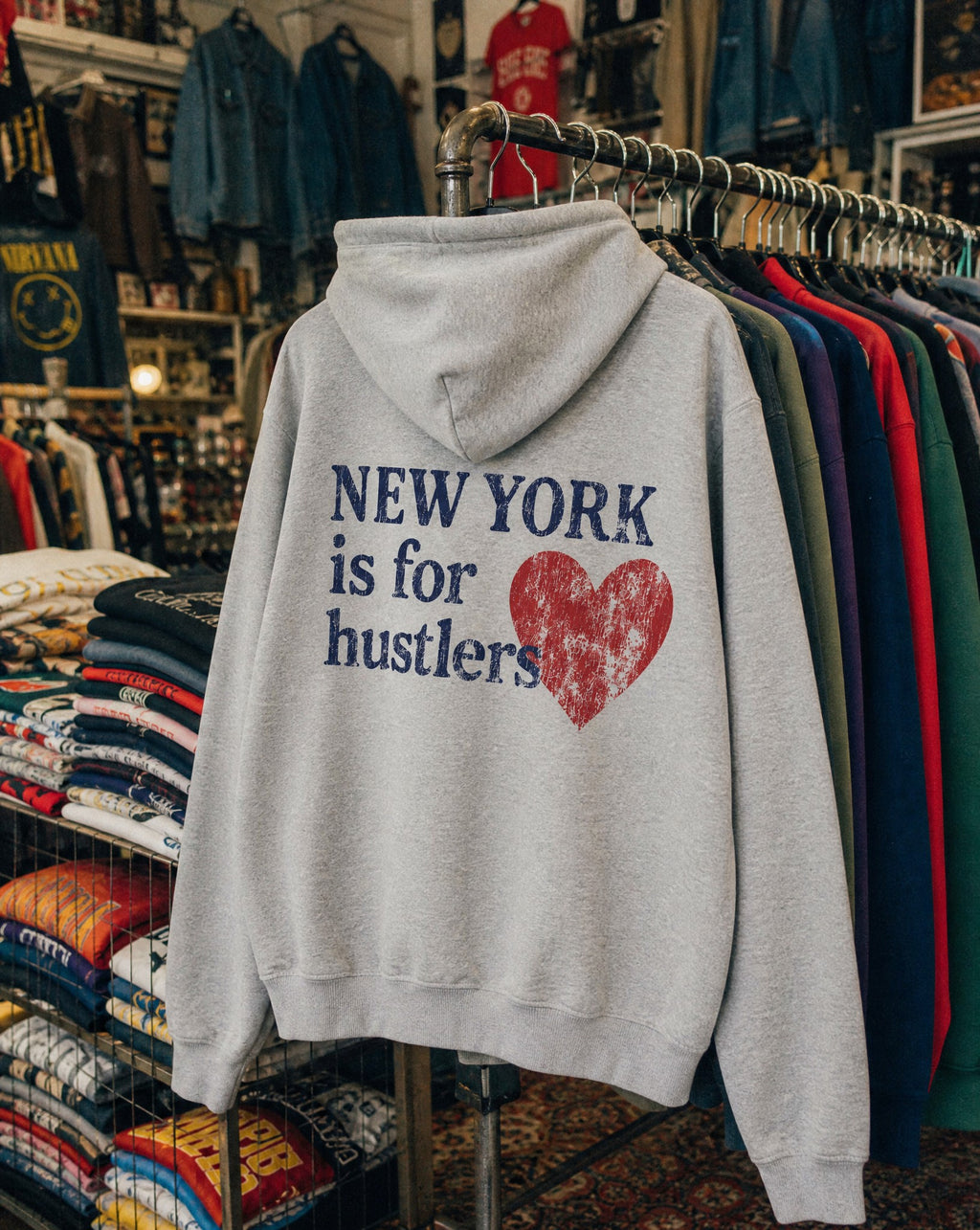 New York Hustle Hoodie in Grey - Creative Flat