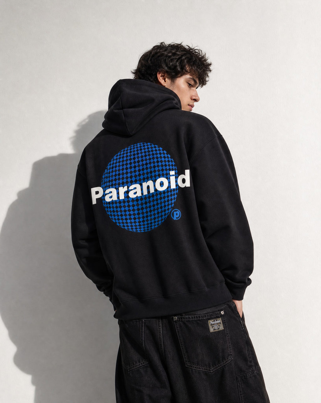 Paranoid Boxy Hoodie in Black - Editorial Image
