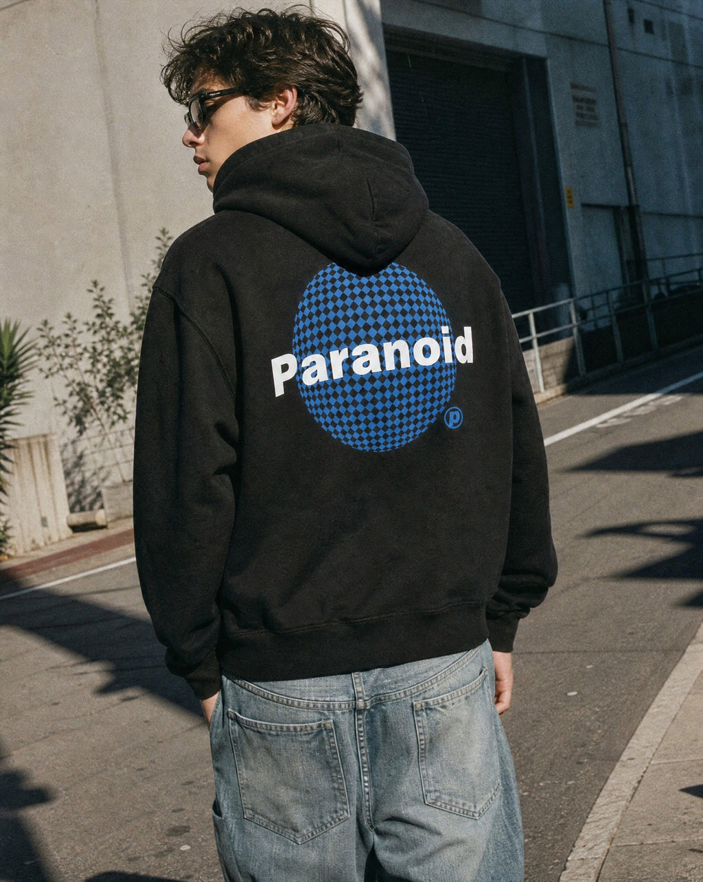 Paranoid Boxy Hoodie in Black - Lifestyle Image