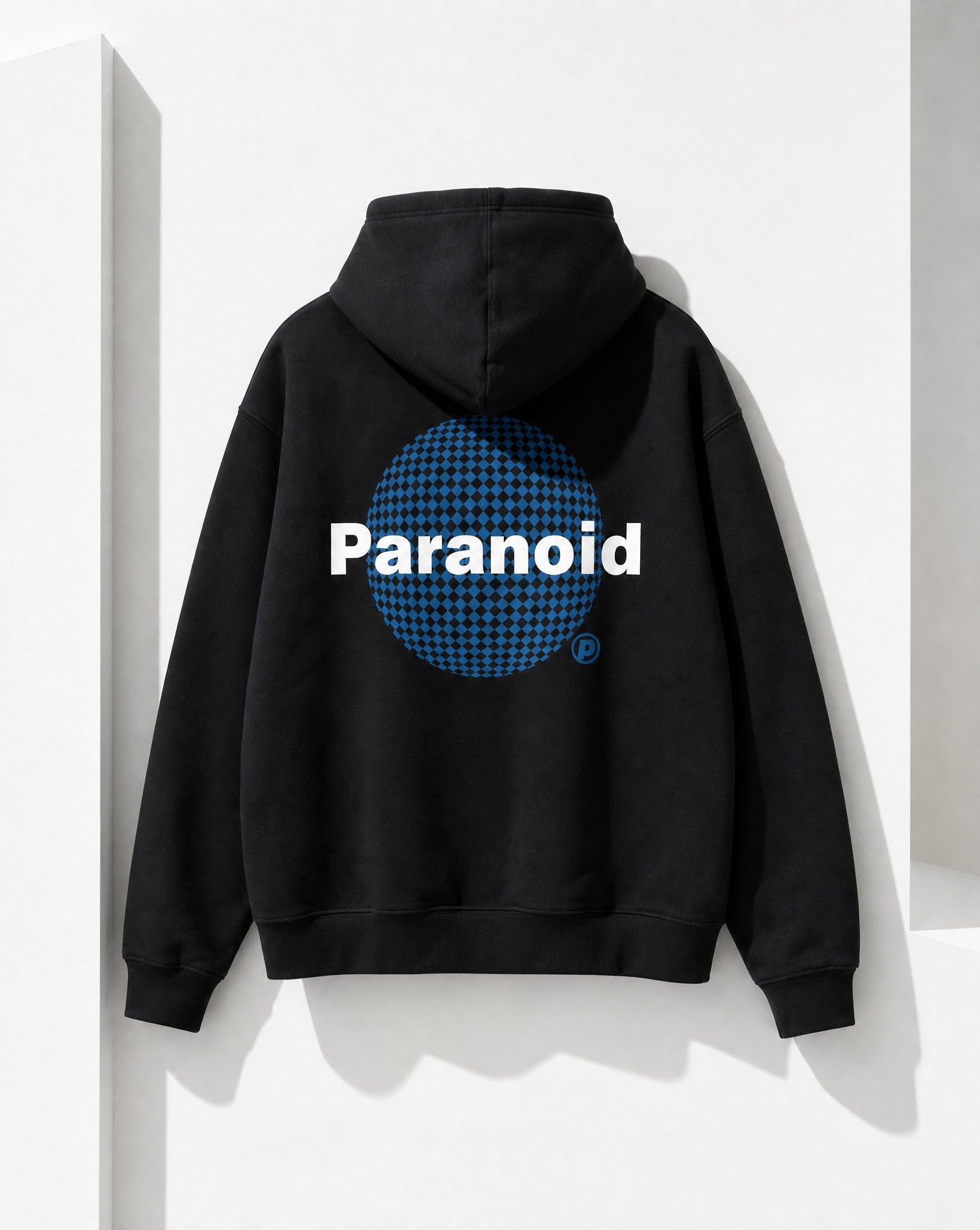 Paranoid Boxy Hoodie in Black - White Wall Product