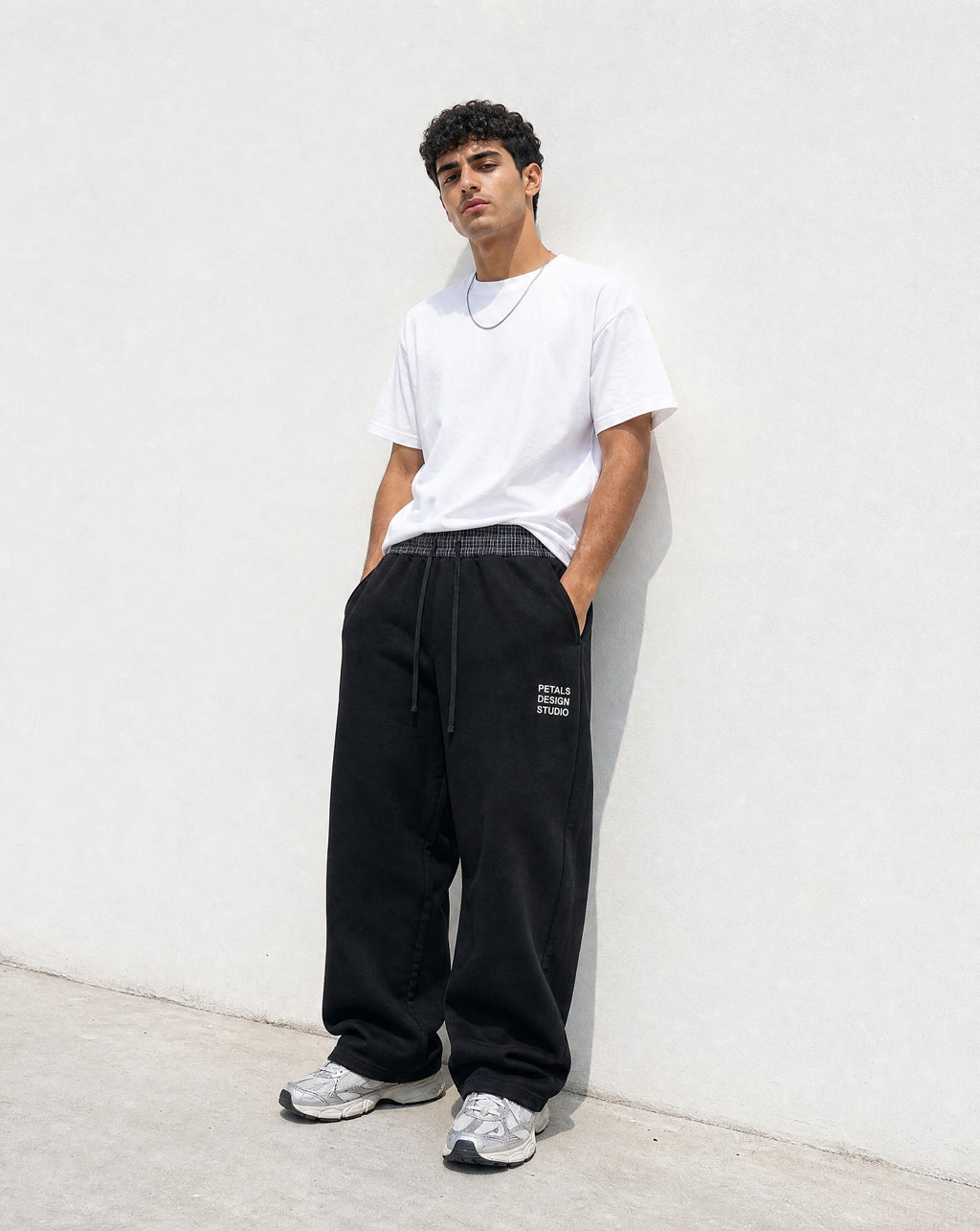 Petals Boxer Sweats in Black - Editorial Image