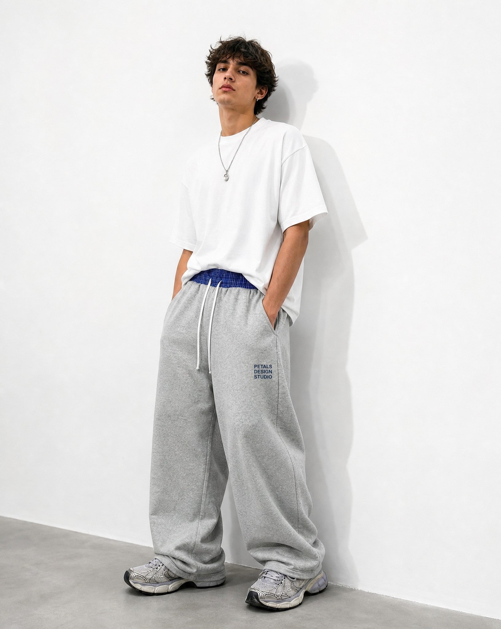 Petals Boxer Sweats in Grey - Editorial Image