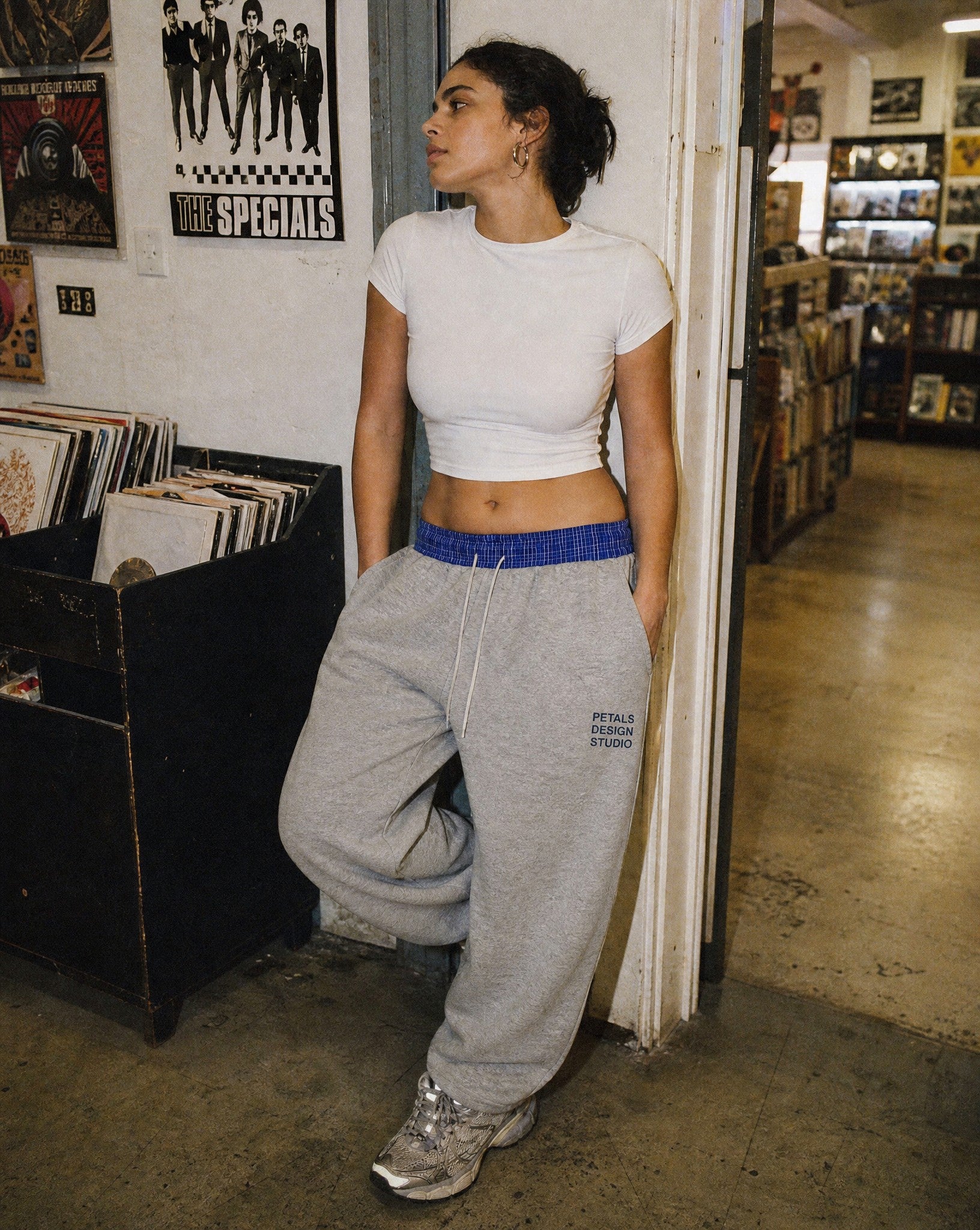 Petals Boxer Sweats in Grey - Lifestyle Image