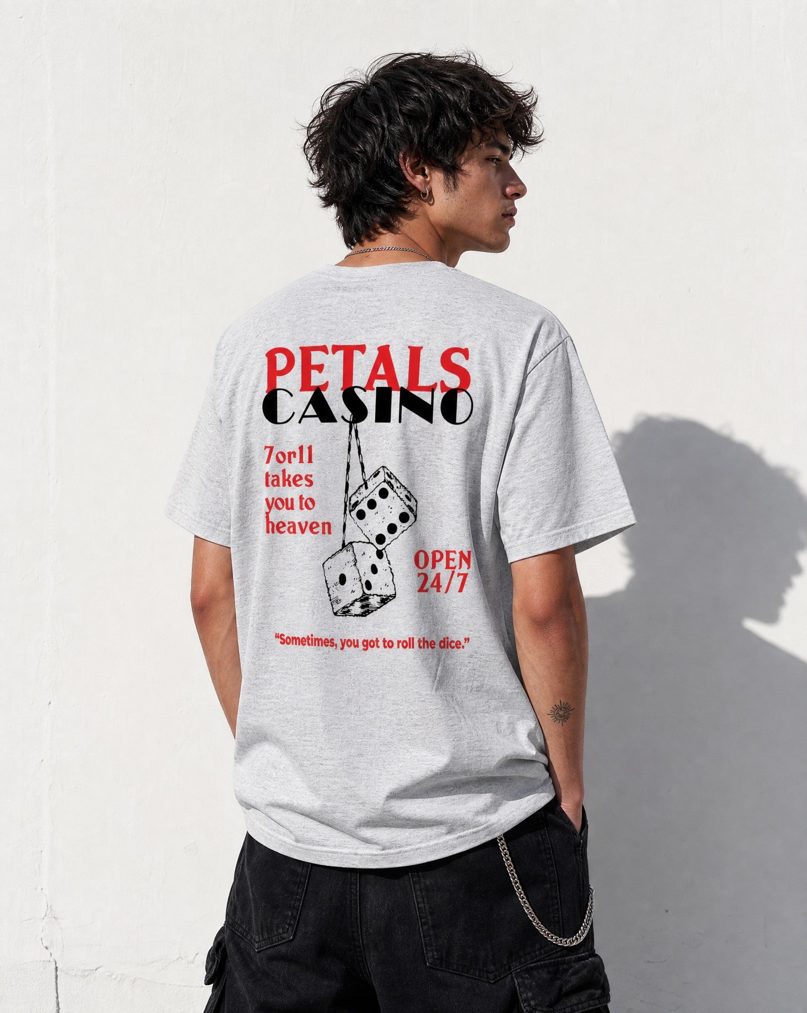 Petals Casino Tee in Ash - Editorial Image