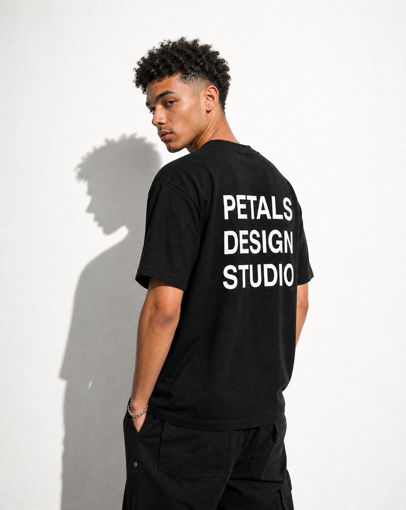 Petals House Tee in Black - Editorial Image