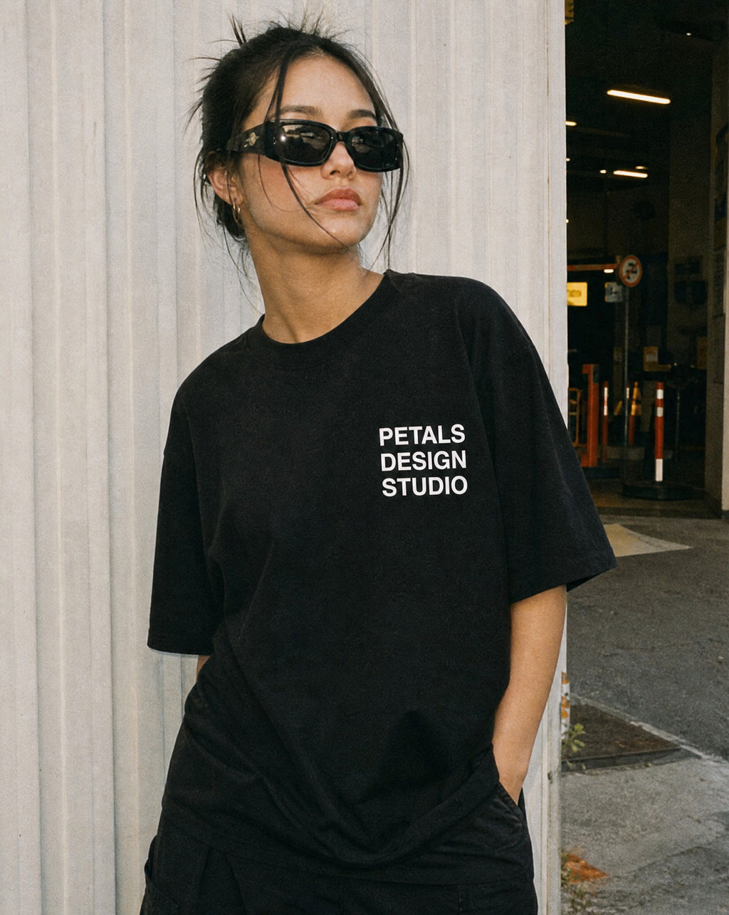 Petals House Tee in Black - Lifestyle Image