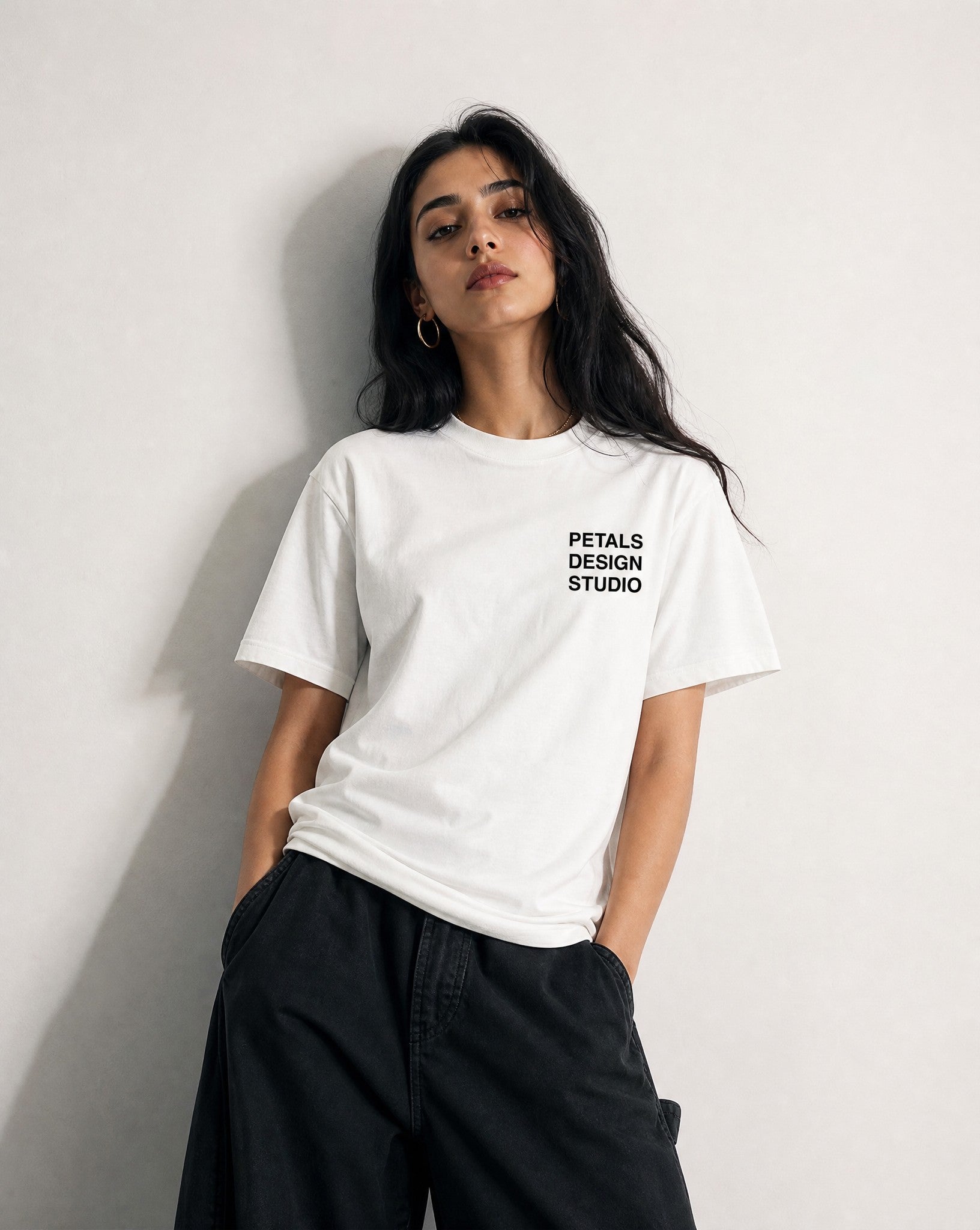 Petals House Tee in White - Editorial Image
