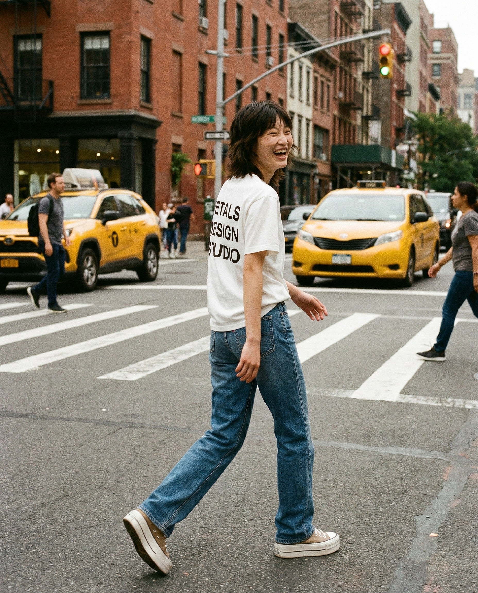Petals House Tee in White - Lifestyle Image