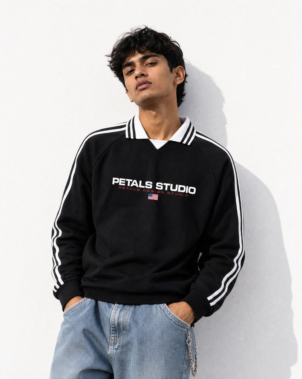 Petals Sport Drawstring Polo Sweater - Editorial Image