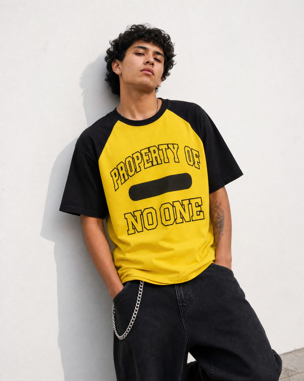 Property Ringer Tee in Yellow - Editorial Image