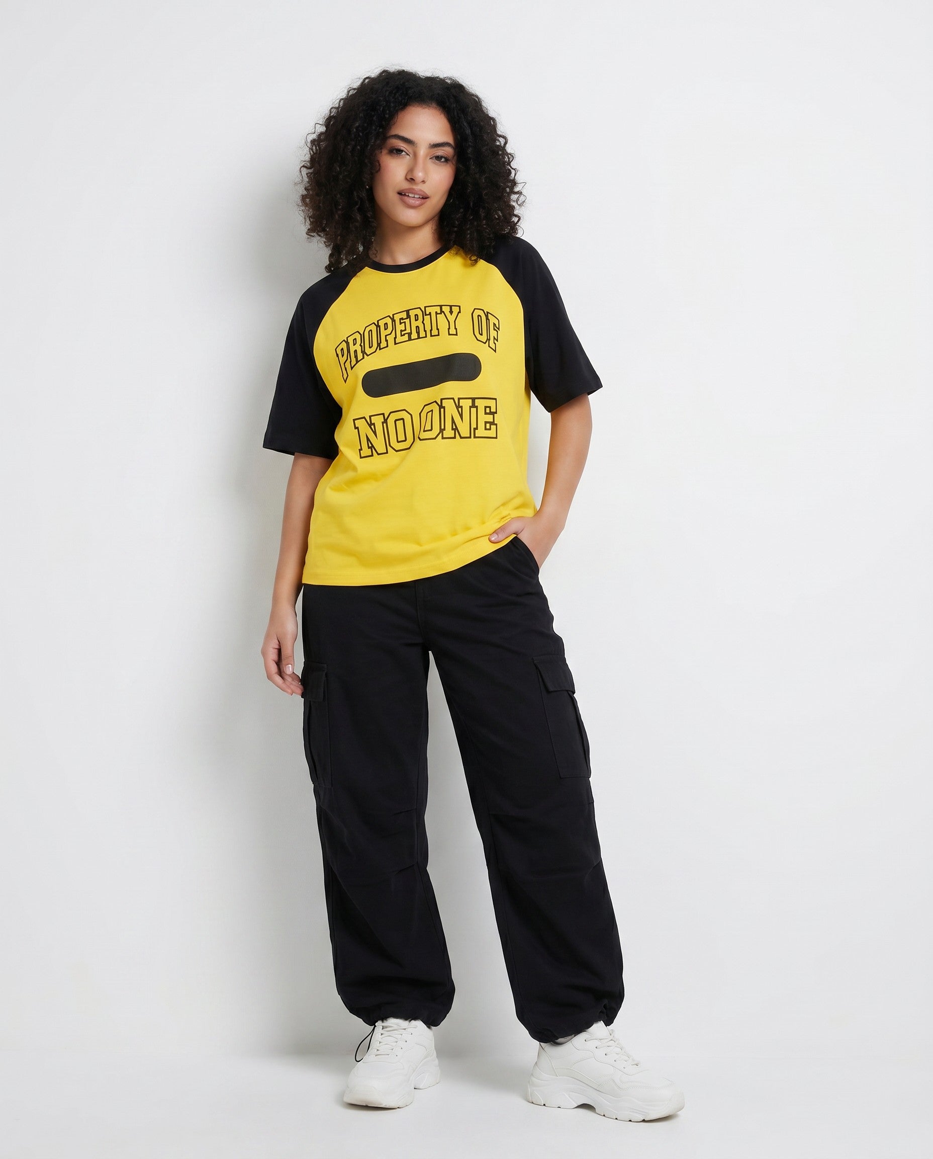 Property Ringer Tee in Yellow - Editorial Image