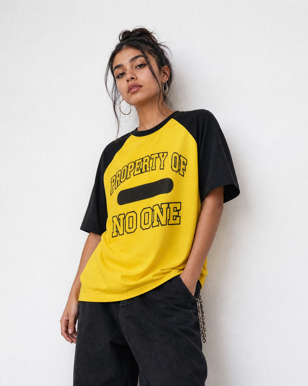 Property Ringer Tee in Yellow - Editorial Image