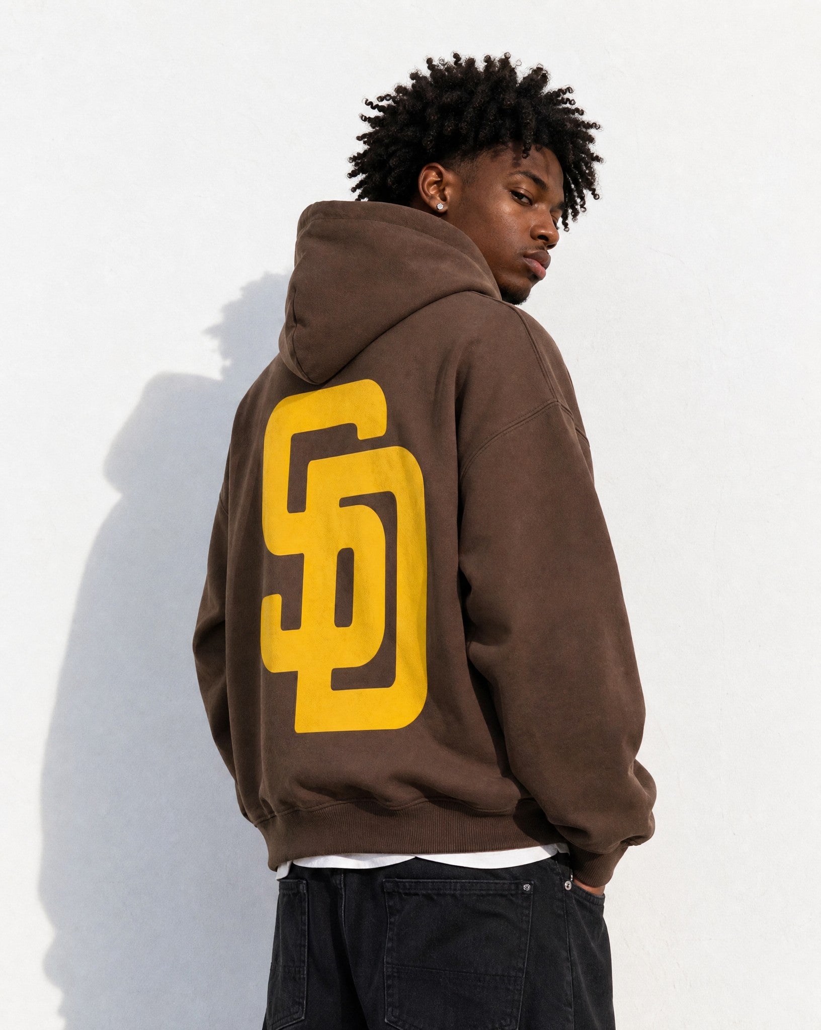 SD Bootleg Hoodie in Brown - Editorial Image