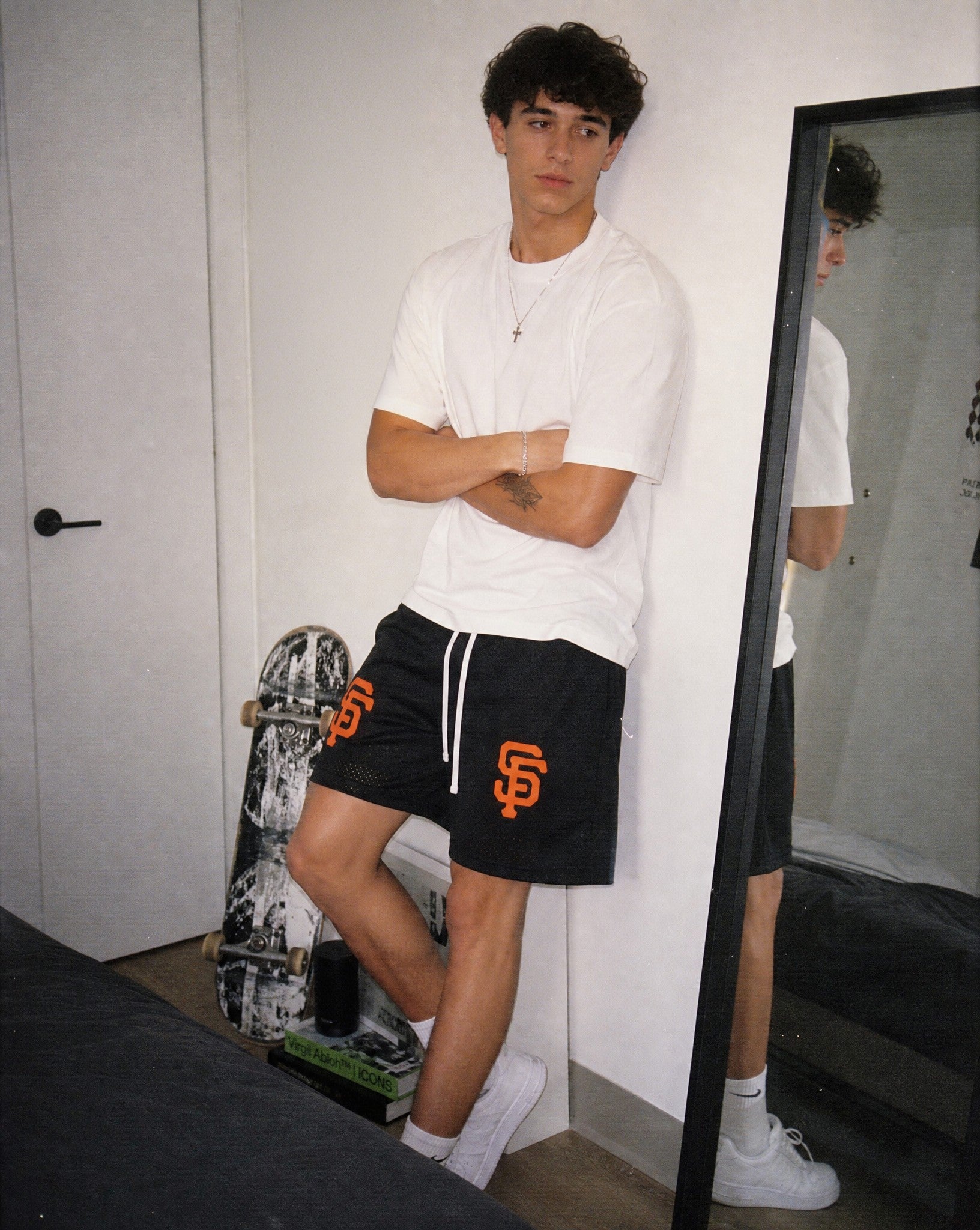SF Bootleg Mesh Shorts in Black - Lifestyle Image