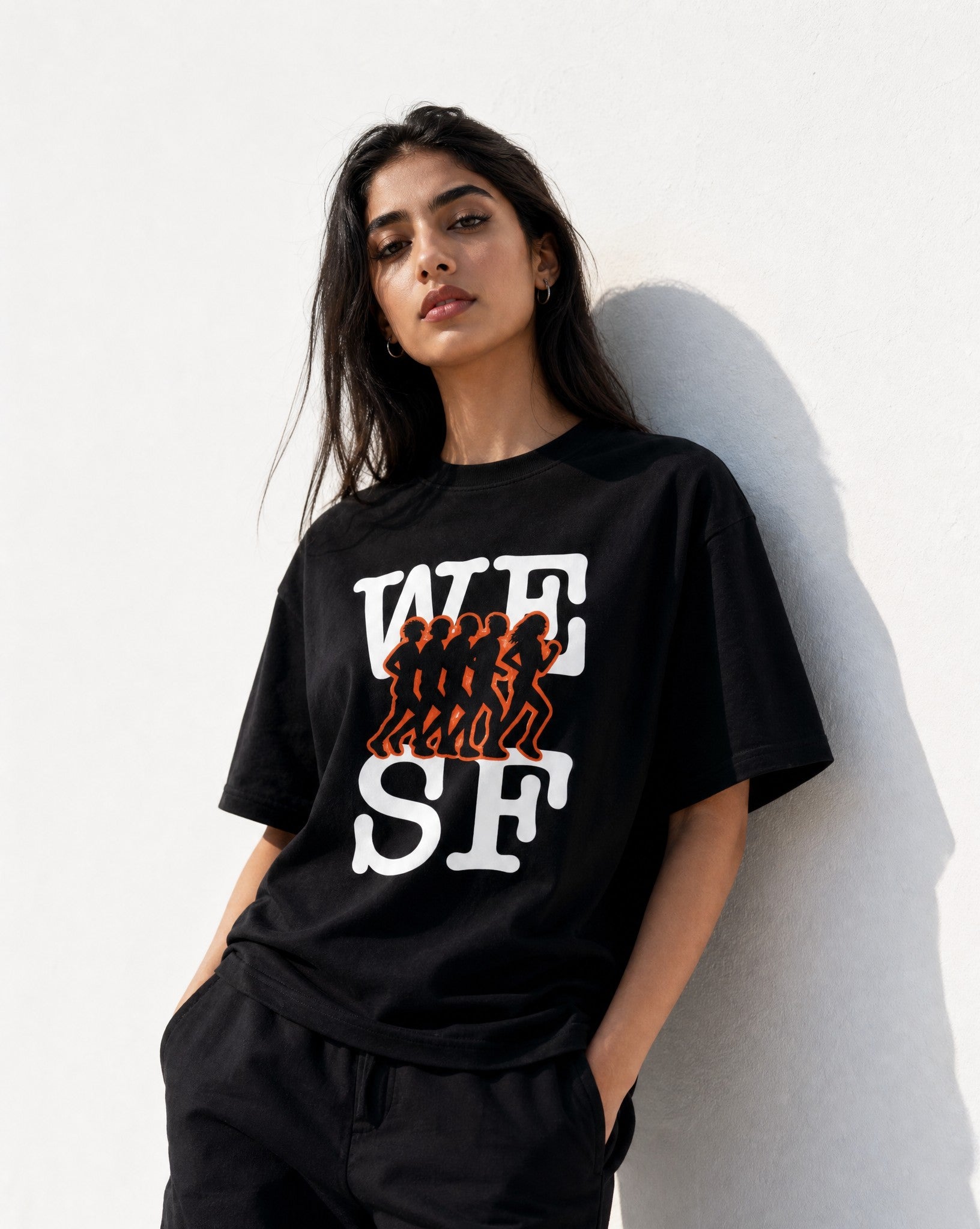 SF Run Club Tee in Black - Editorial Image