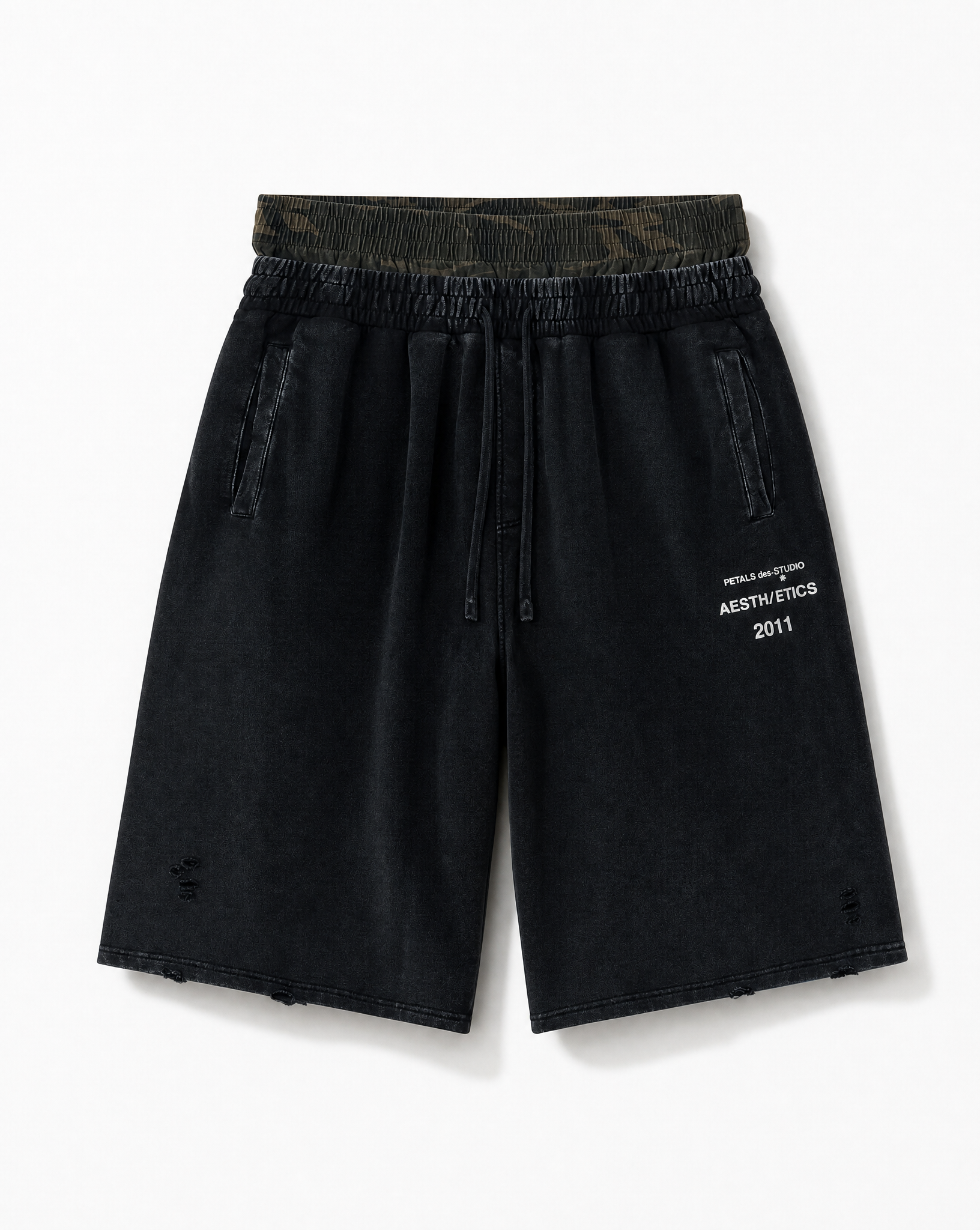 PDS 2011 Camo Contrast Distressed Shorts