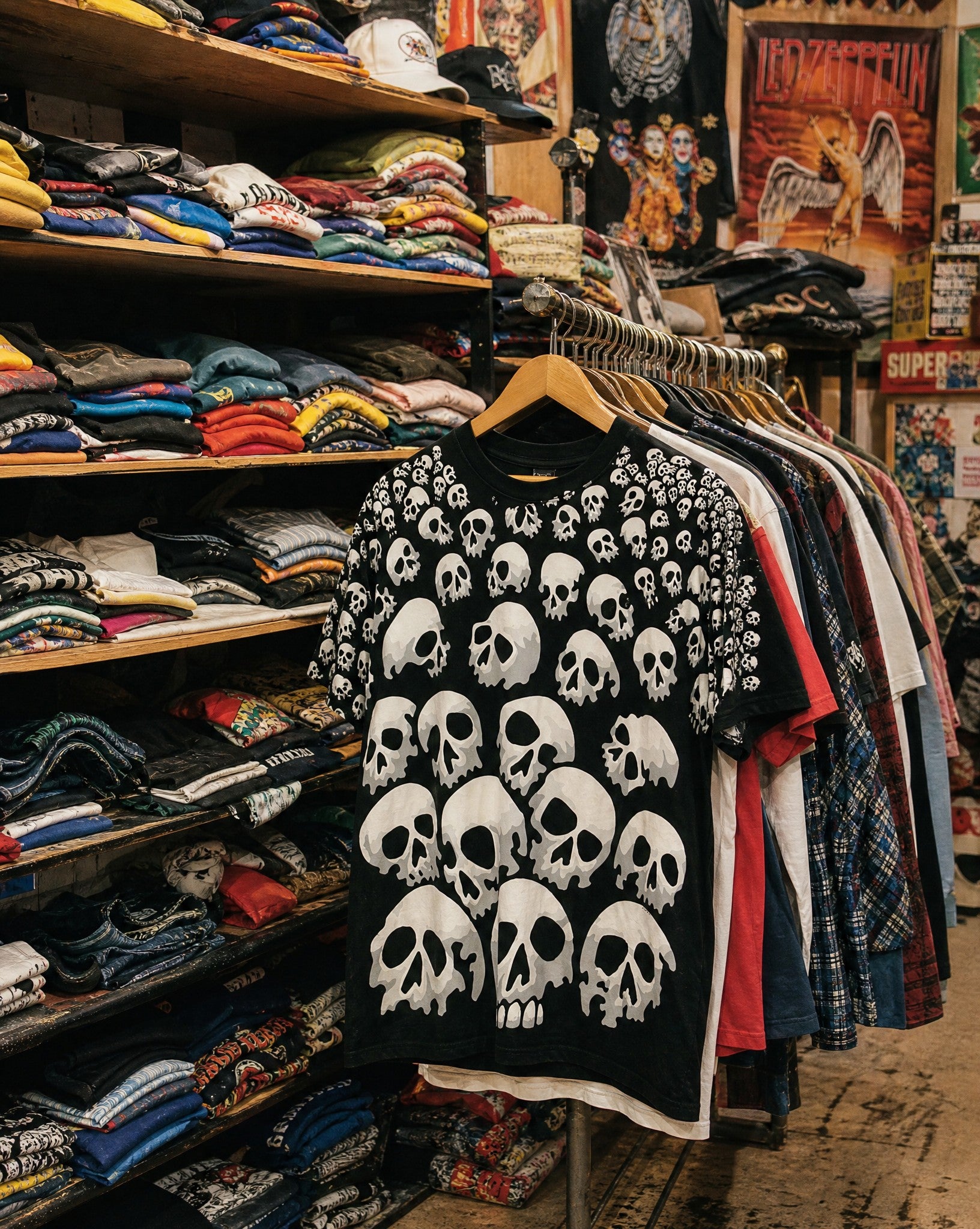 Skulls Everywhere Black Tee - Creative Flat
