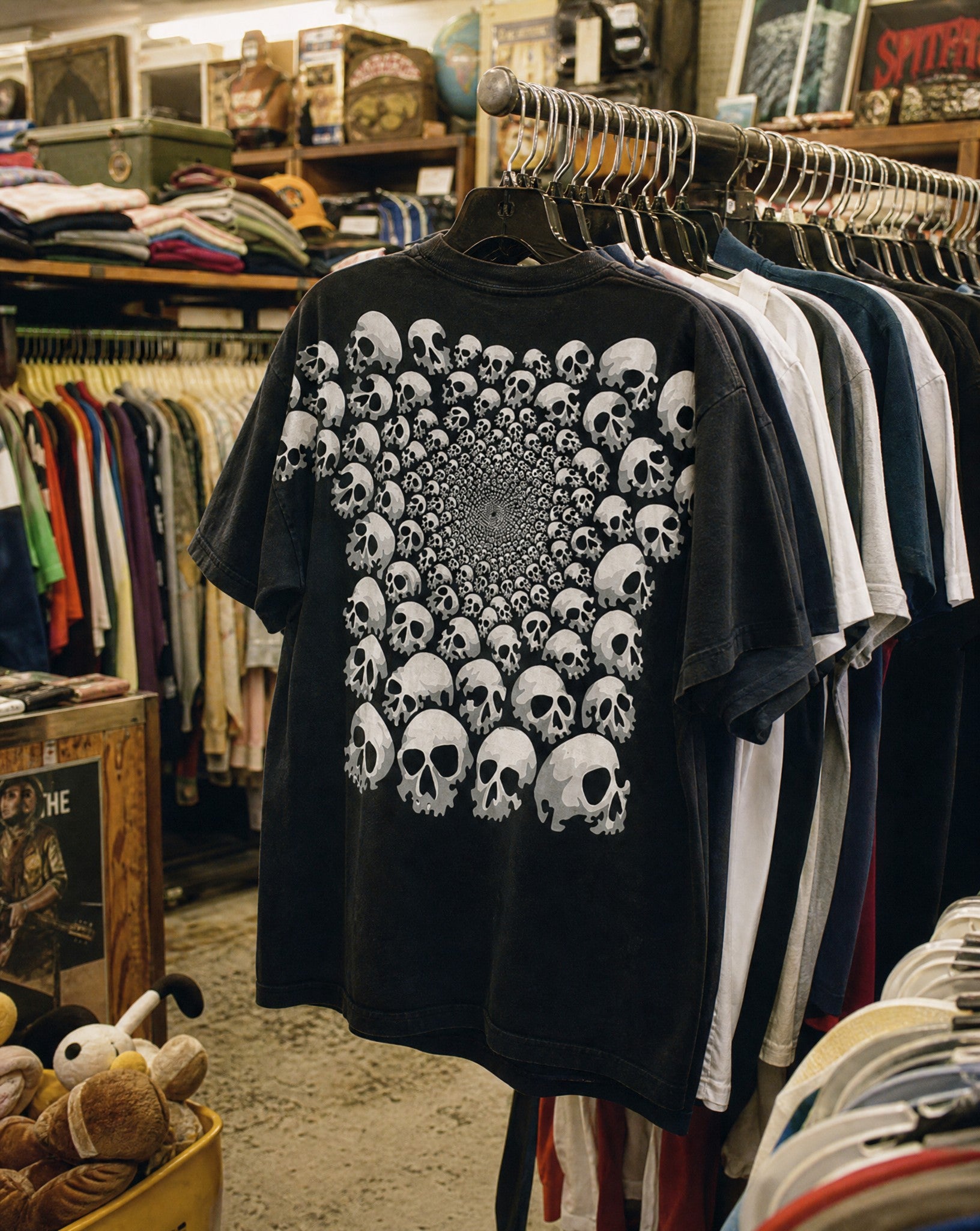 Skulls Everywhere Black Tee - Creative Flat